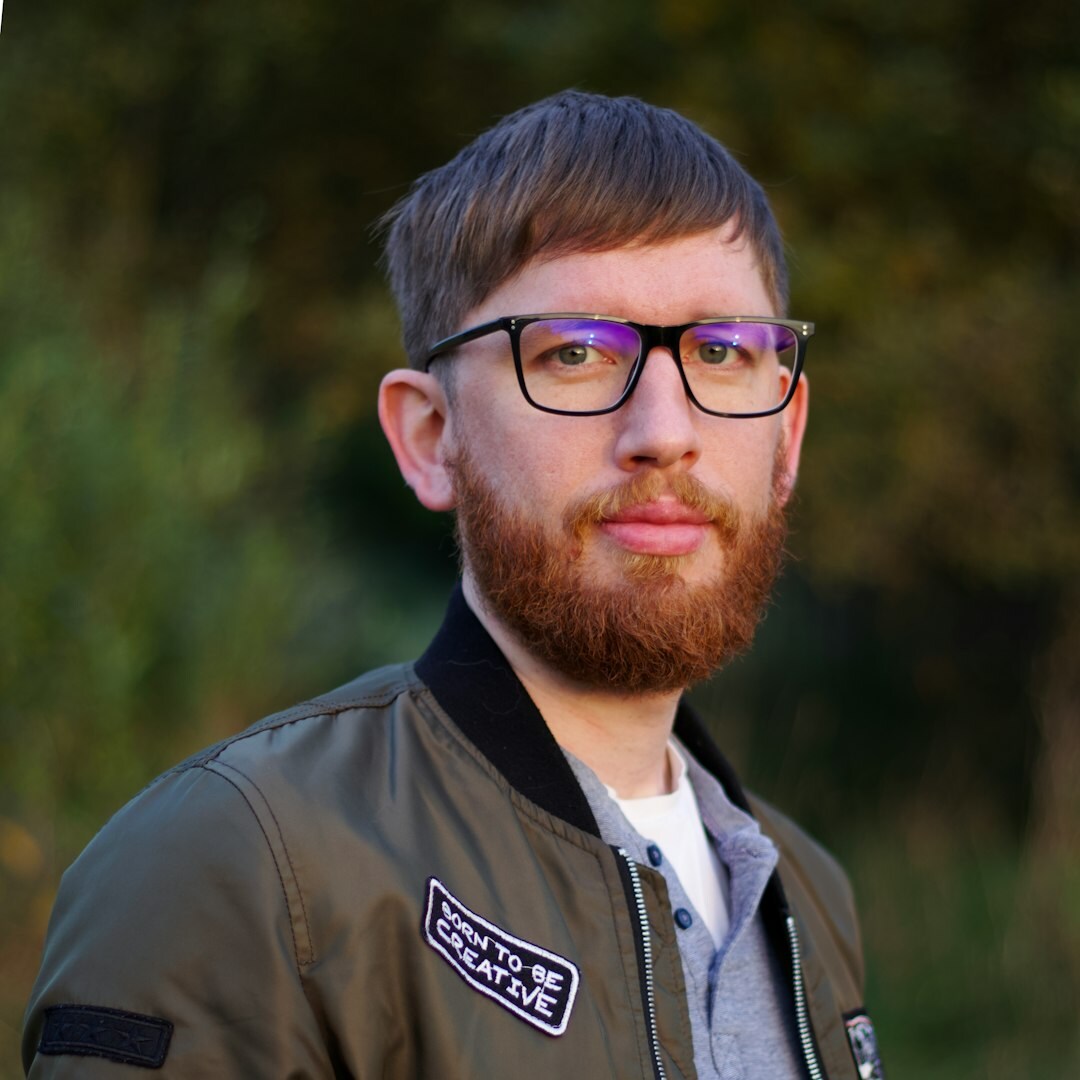 Finnish male freelance streamer headshot smiling