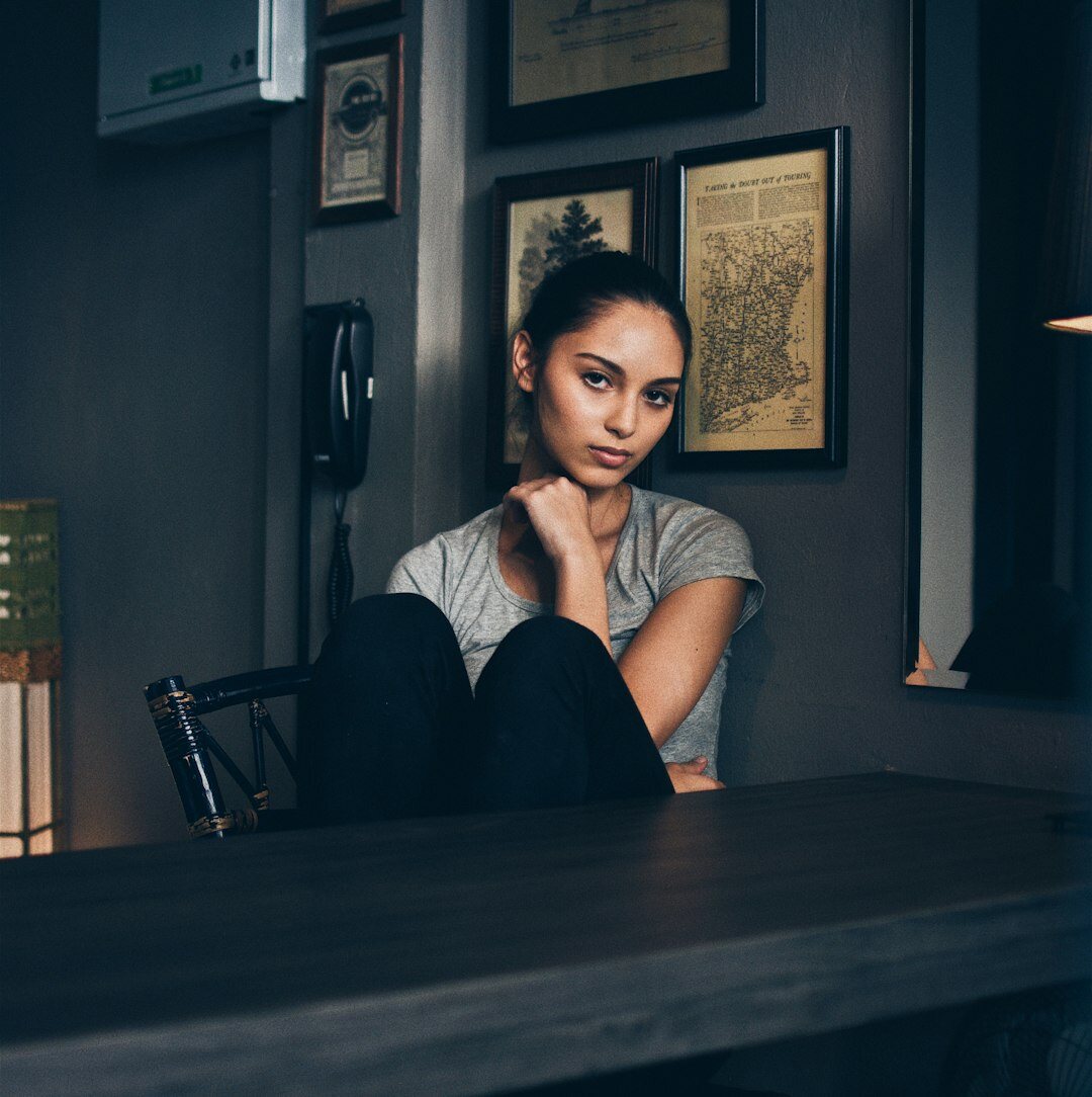 Finnish female live broadcast coordinator studio portrait